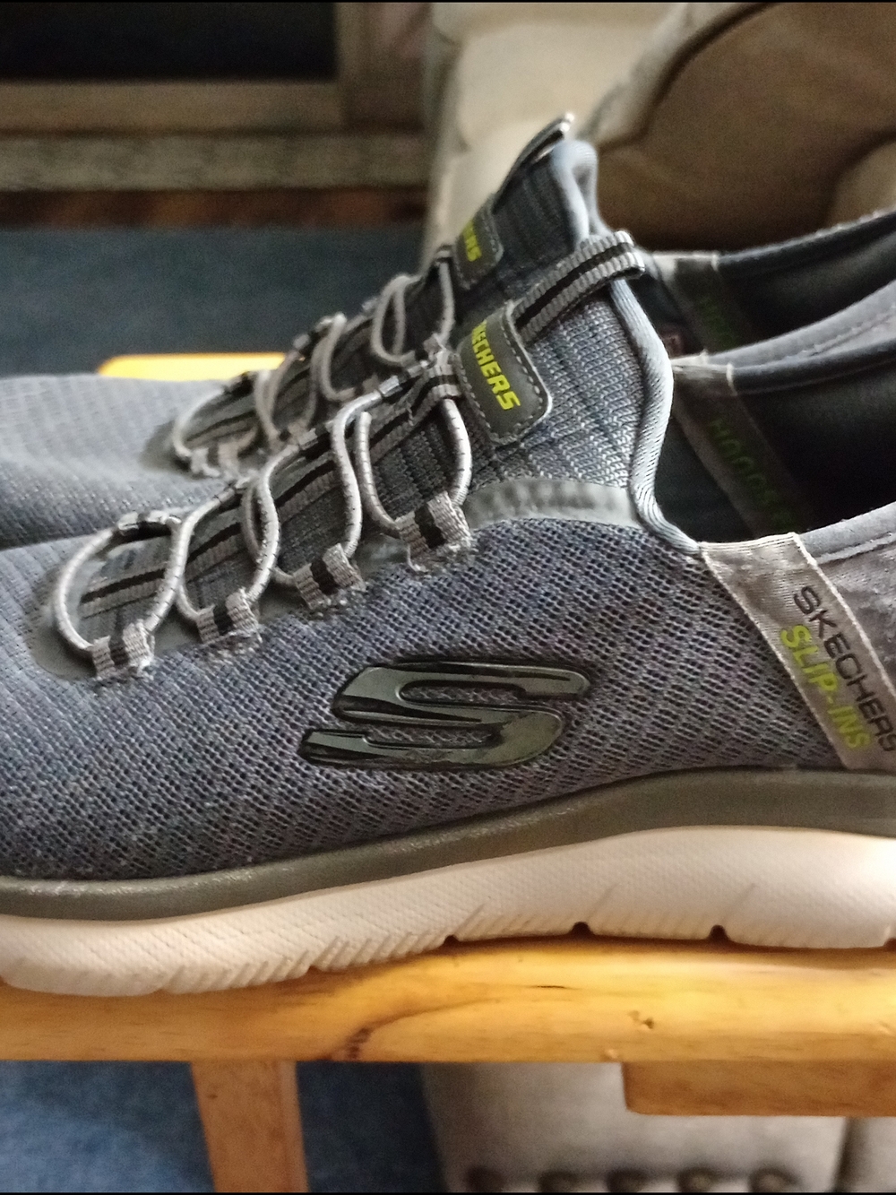 Skechers Gray Mesh Slip-On Athletic Sneakers